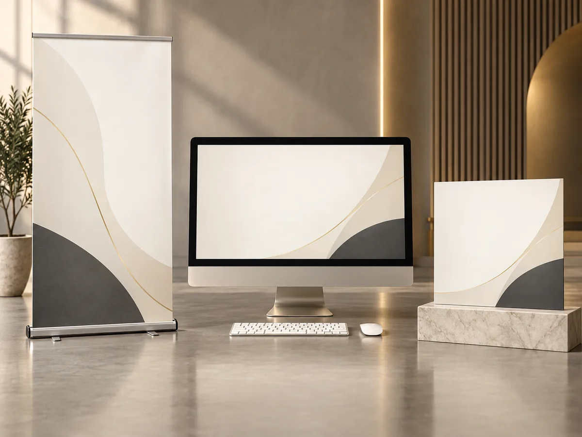 Temporary neutral mockup for future office communication assets